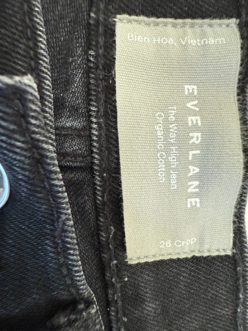 Everlane The Way High Jean Size 26 Crop black Denim Raw Hem-worn only once! - Picture 7 of 11